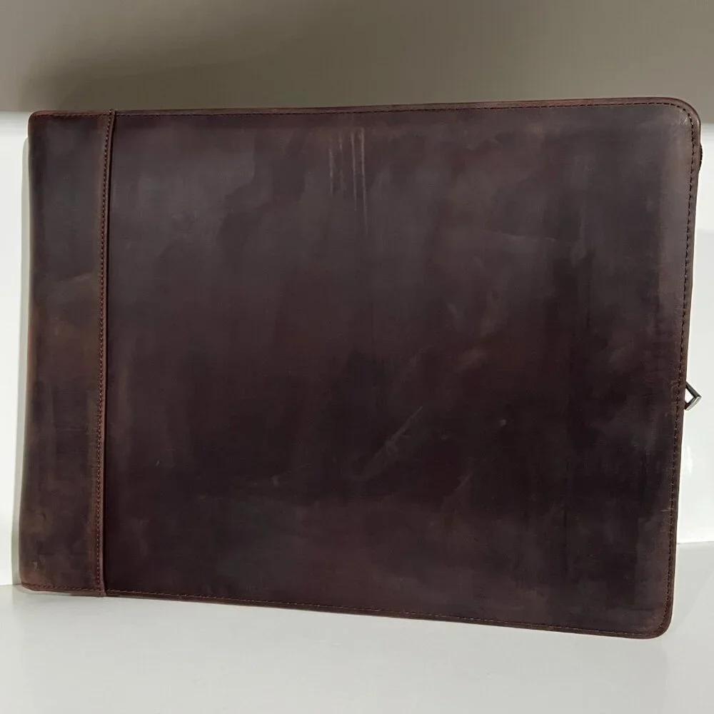 Genuine Full Grain Leather Checkbook Portfolio